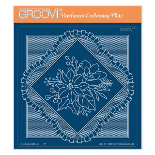 (GRO-WO-42667-03)Groovi Plate A5 Grid Overlay - Christmas Posy
