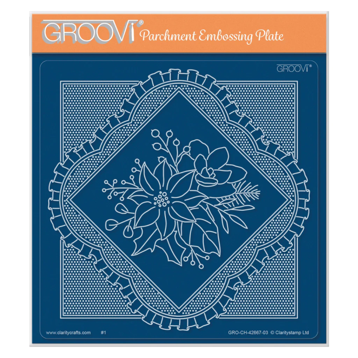 (GRO-WO-42667-03)Groovi Plate A5 Grid Overlay - Christmas Posy