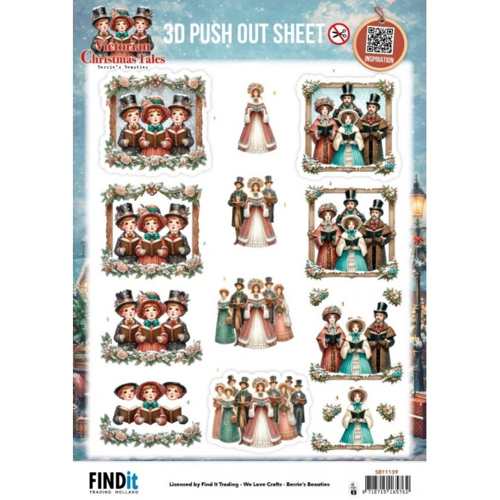 (SB11139)3D Pushout Sheet - Berries Beauties - Victorian Christmas Tales - A Christmas Serenade