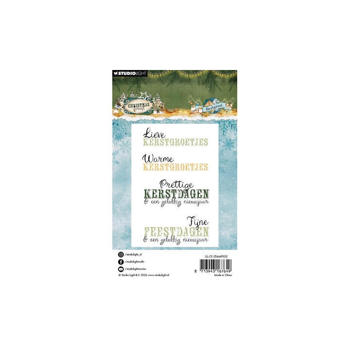 (SL-CF-STAMP955)Studio light Stamp Kerst Groet Christmas Forest n° 955