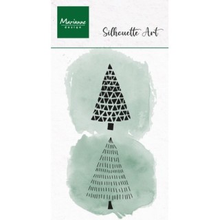 (CS1202)Clear stamp Silhouette Art Merry Trees