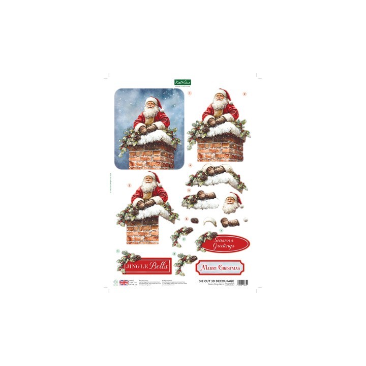 (11-DCD757)Katy Sue Designs  3D pre-decoupe - Santa Stop Here
