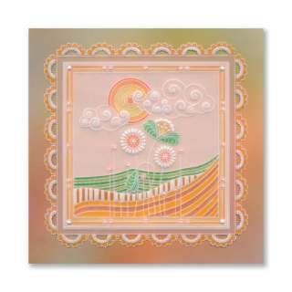 (GRO-FL-41636-03)Groovi Plate A5 TINA'S FIELDS & FLOWERS DOODLE LANDSCAPE