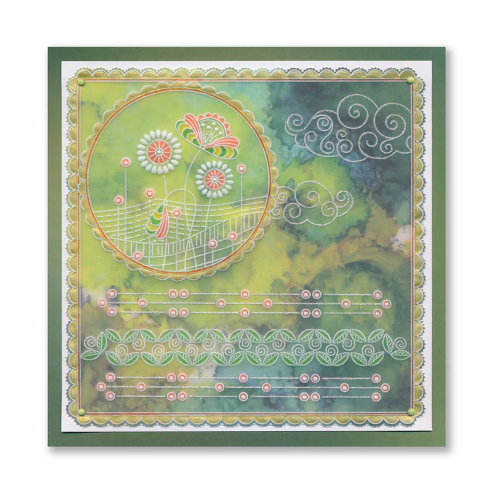 (GRO-FL-41636-03)Groovi Plate A5 TINA'S FIELDS & FLOWERS DOODLE LANDSCAPE