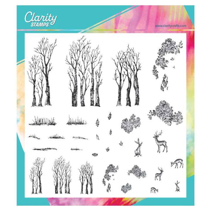 (STA-TR-12370-A4)Claritystamp Barbara's Tree Canopy Scene A4 Square Stamp Set