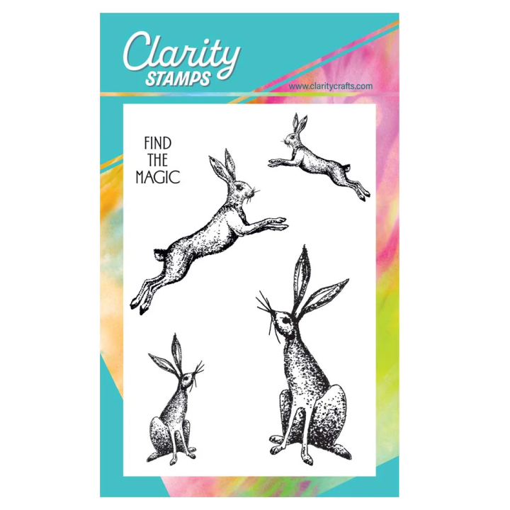 (STA-AN-12396-A6)Claritystamp Dotted Hare A6 Stamp & Mask Set