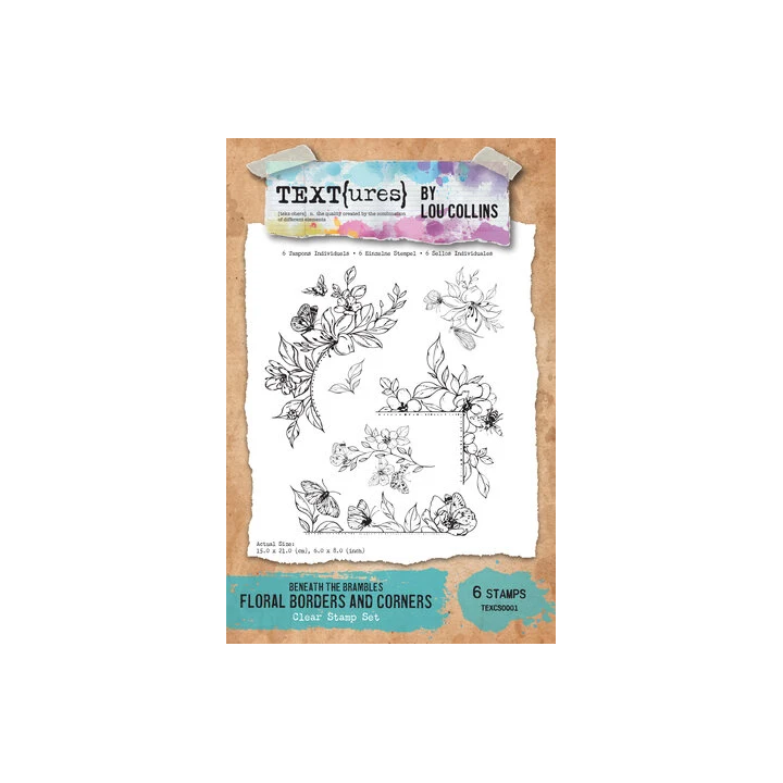 (TEXCS0001)TUV Beneath the Brambles 6x8 Inch Clear Stamp Set Floral Borders and Corners