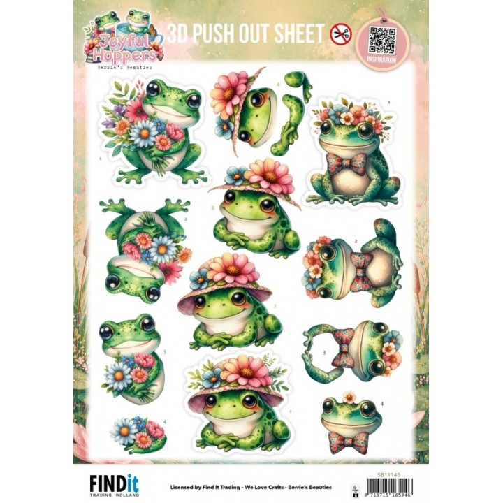 (SB11145)3D Pushout Sheet - Berries Beauties - Joyful Hoppers - Bouquet Of Joy