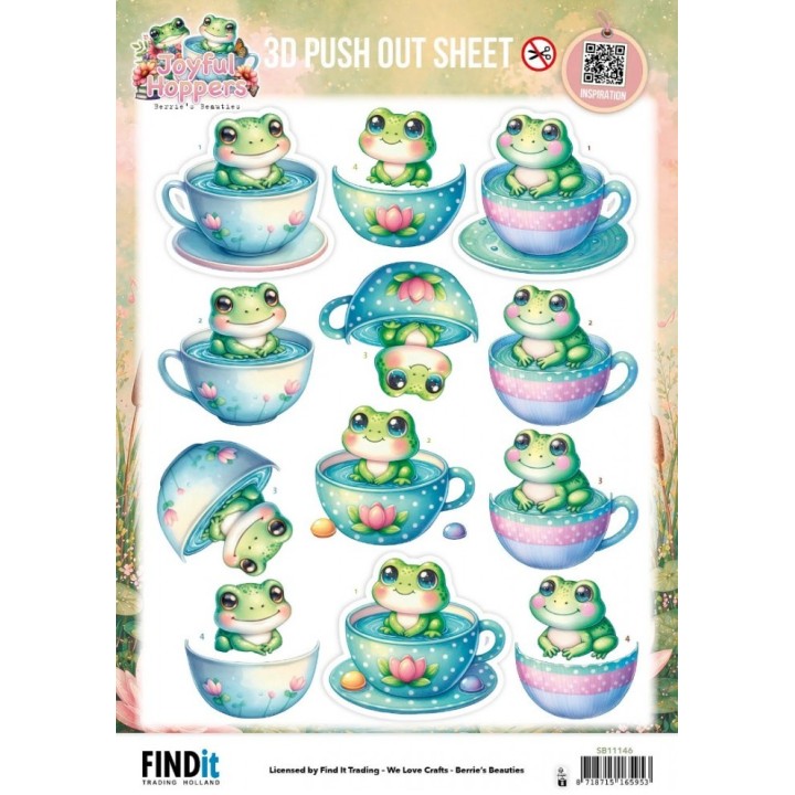 (SB11146)3D Pushout Sheet - Berries Beauties - Joyful Hoppers - A Cup Of Frog