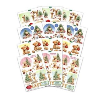 (11-DCDTBC12)Katy Sue Designs Teddy Bear Christmas Die Cut and Decoupage Collection