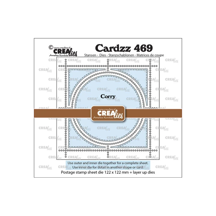 (CLCZ469)Cardzz Dies Postage Stamp Sheet Corry (square with circle)