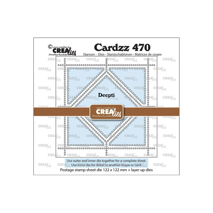 (CLCZ470)Cardzz Dies Postage Stamp Sheet Deepti (square with twisted square)