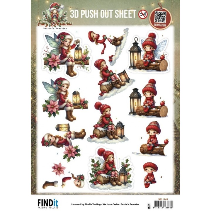 (SB11149)3D Pushout Sheet - Berries Beauties - Fairy Christmas - Lantern
