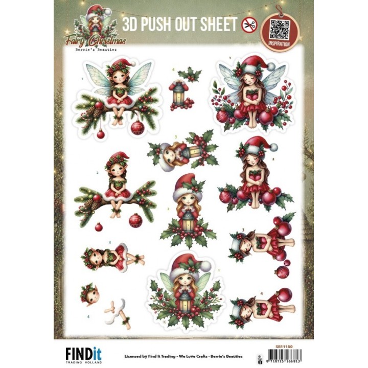 (SB11150)3D Pushout Sheet - Berries Beauties - Fairy Christmas - Christmas Fairy