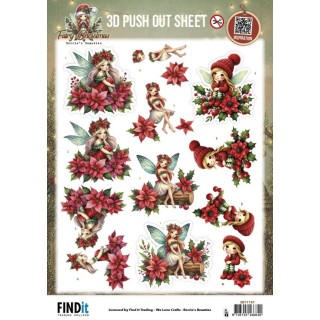 (SB11151)3D Pushout Sheet - Berries Beauties - Fairy Christmas - Poinsettia