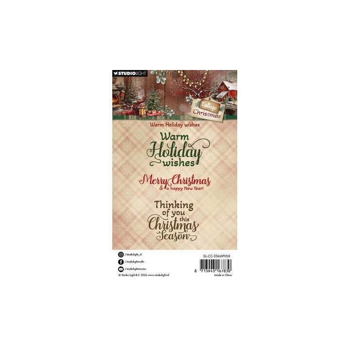 (SL-CC-STAMP958)Studio light Stamp Warm Holiday Wishes Cottage Christmas n° 958