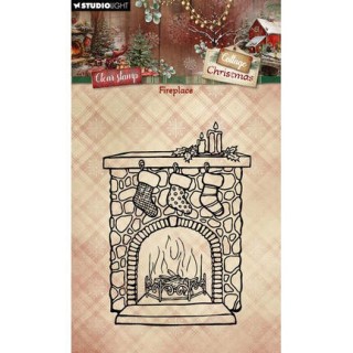 (SL-CC-STAMP957)Studio light Stamp Fireplace Cottage Christmas n° 957