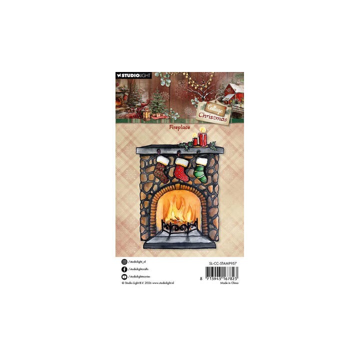 (SL-CC-STAMP957)Studio light Stamp Fireplace Cottage Christmas n° 957