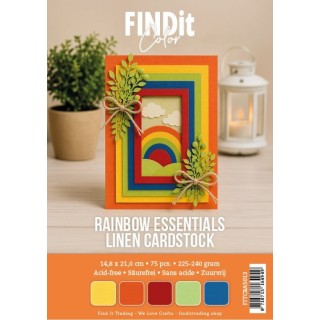 (FITCBA5013)Find It Color - Linen Cardstock Pack A5 - Rainbow Essentials Pack