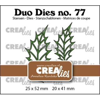 (CLDD77)Crealies Duo Dies No. 77 Leaves 22 Open Holly Leaf