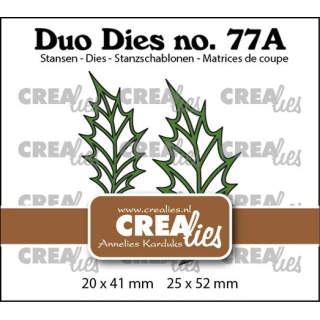 (CLDD77A)Crealies Duo Dies No. 77A Leaves 22 Open Holly Leaf (Mirror Image)