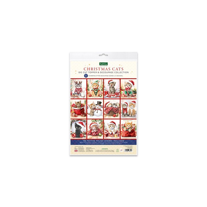 (11-DCD7004)Katy Sue Designs Christmas Cats Die Cut and Decoupage Collection