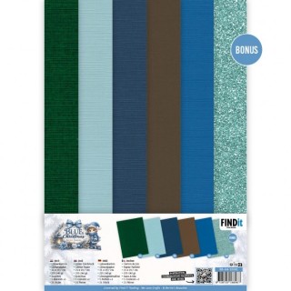 (BB-A4-10041)Linen Cardstock Pack - Berries Beauties - Blue Christmas - A4
