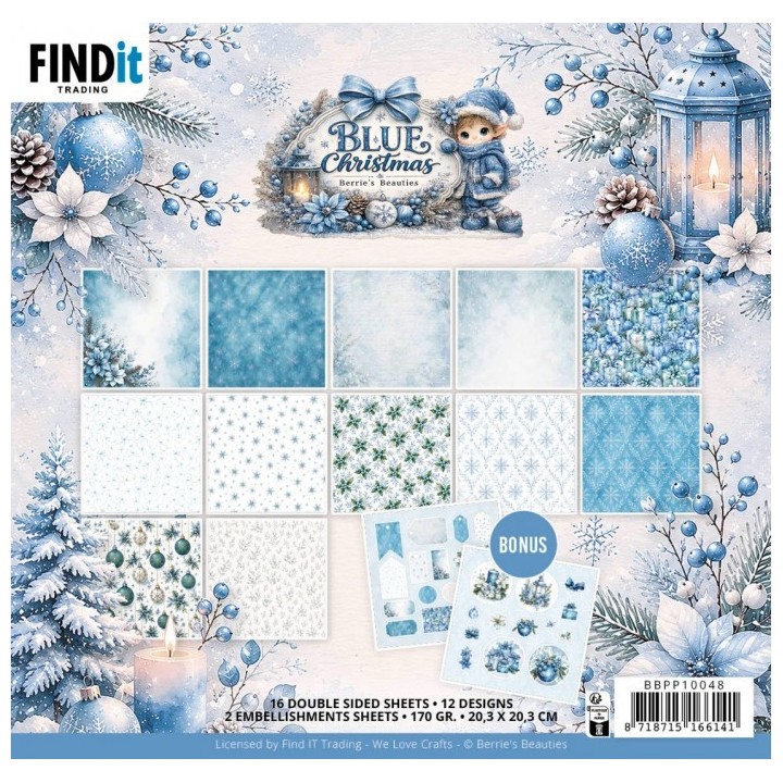 (BBPP10048)Paperpack - Berries Beauties - Blue Christmas 20 x 20 cm