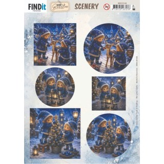 (BBSC10144)Scenery Push out - Berries Beauties - Blue Christmas Elfs 2
