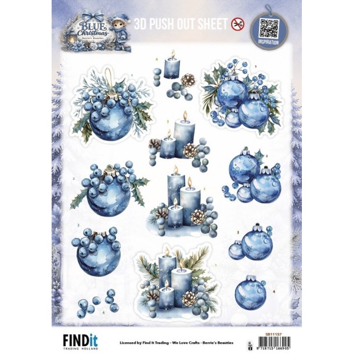 (SB11157)3D Pushout Sheet - Berries Beauties - Blue Christmas - Christmas Feelings