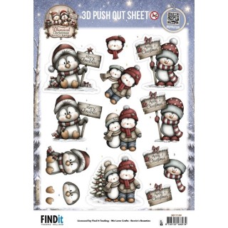 (SB11159)3D Pushout Sheet - Berries Beauties - Whimsical Christmas - Penguins