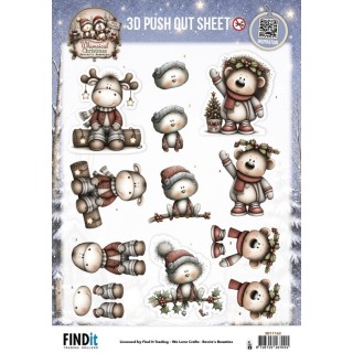 (SB11162)3D Pushout Sheet - Berries Beauties - Whimsical Christmas - Furry Friends