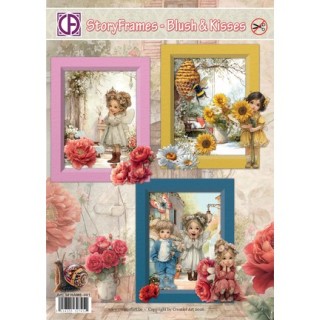 (SFRAME-001)3D Creative CutOuts StoryFrames - Blush & kisses (3 cards)