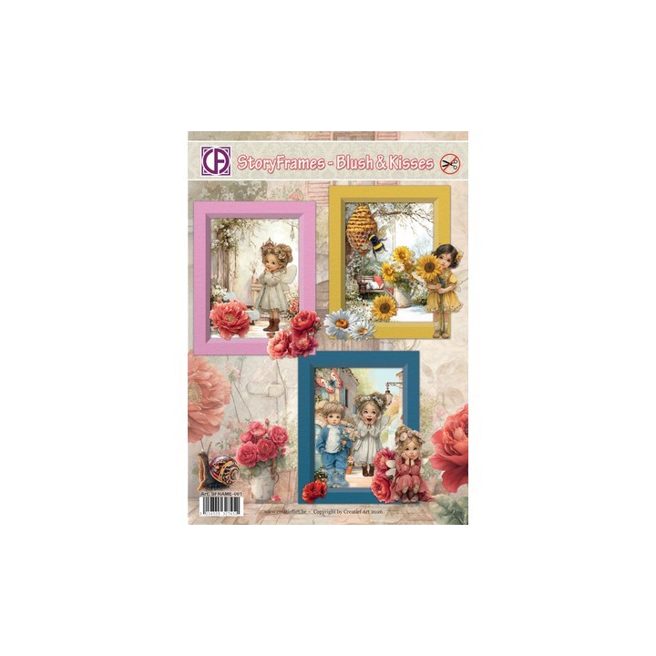 (SFRAME-001)3D Creative CutOuts StoryFrames - Blush & kisses (3 cards)