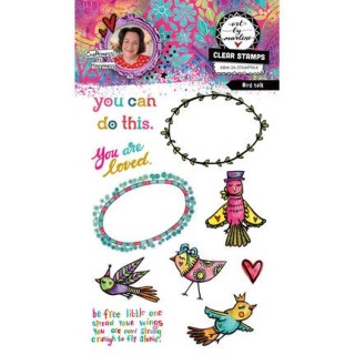 (ABM-26-STAMP964)Studio light Stamp Bird Talk Art by Marlene n° 964