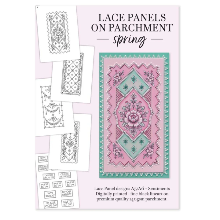 (ACC-CA-32082-XX)Clarity Lace Panels on Parchment - Spring (Printed Parchment Collection)