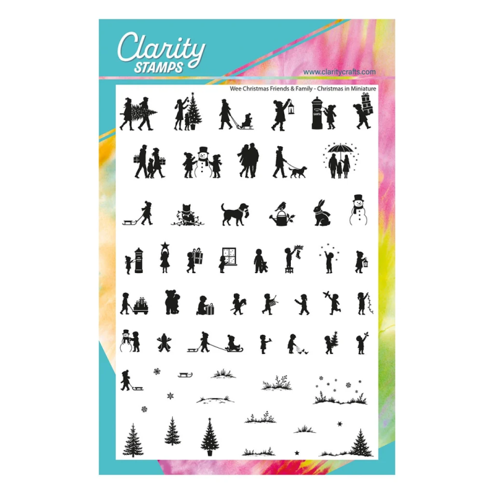 (STA-CH-12408-A5)Claritystamp Wee Wee Christmas Friends & Family Silhouettes - Christmas in Miniature A5 Stamp Set