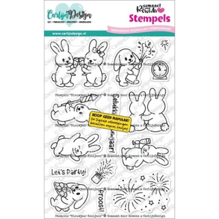 (CDST-0188)CarlijnDesign Clear Stamps Nieuwjaar Konijnen by Gemaakt door Rowena