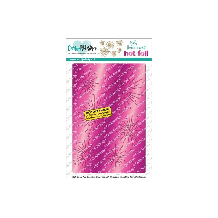 (CDHF-0095)CarlijnDesign Hot Foil A6 Festive Fireworks by Ilona Maakt