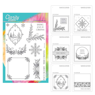 (STA-FL-12426-A5)Claritystamp Winter Elements A5 Stamp Set With 6x Compostion Swatches