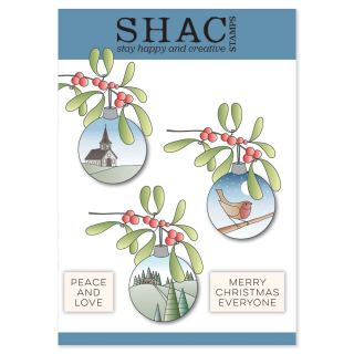 (STA-CH-12429-A5)Claritystamp SHAC Mistletoe Build a Bauble A5 Stamp & Mask Set