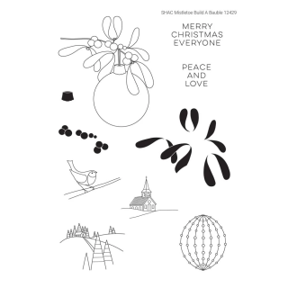 (STA-CH-12429-A5)Claritystamp SHAC Mistletoe Build a Bauble A5 Stamp & Mask Set