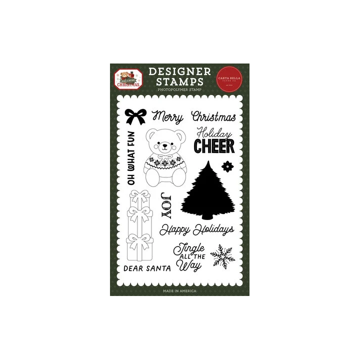(CBBC518045)Carta Bella Clear Stamp Have A Beary Christmas Designer Stamp Set Holiday Cheer