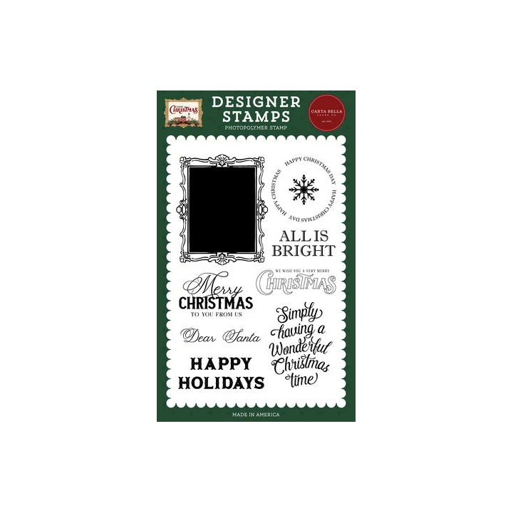 (CBCC519042)Carta Bella Clear Stamp Classic Christmas Designer Stamp Set Vintage Frame