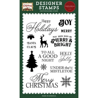 (CBCC519044)Carta Bella Clear Stamp Classic Christmas Designer Stamp Set Christmas Sentiments