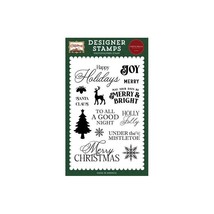 (CBCC519044)Carta Bella Clear Stamp Classic Christmas Designer Stamp Set Christmas Sentiments