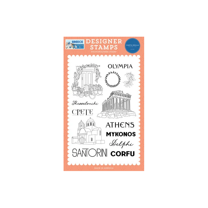 (CBGR508041)Carta Bella Clear Stamp Greece Designer Stamps Travel Through Greece