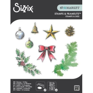 (667175)Sizzix Clear Stamps Set w/Framelit Dies Build a Wreath (9+8pcs) by 49 & Market