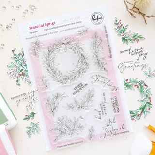 (331326)Pinkfresh Studio Season of Wonder Stamp Seasonal Sprigs by Dawn Woleslagle