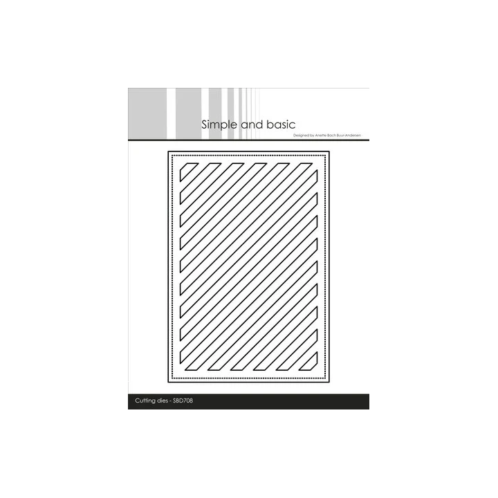 (SBD708)Simple and Basic Rectangle Diagonal Striped Panel with Piercing A6 Dies